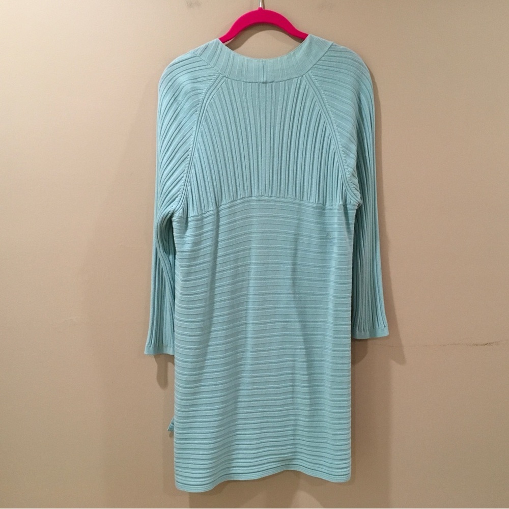 Talbots Cardigan Sweater Knit Top Open Green Texture Shell Women’s Size L - Picture 2 of 5